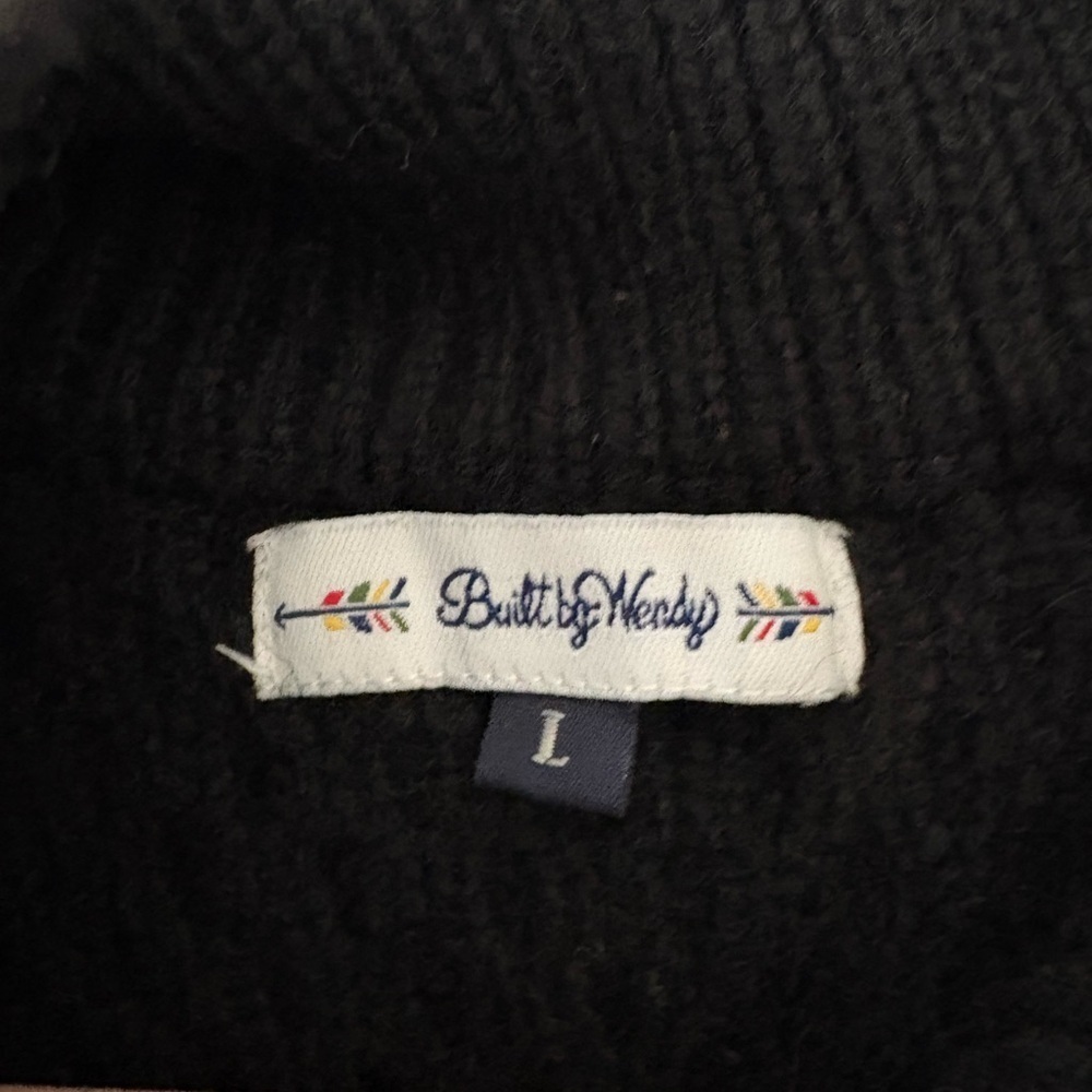 Built by Wendy Black Cable Knit Virgin Wool Zip Up Sweater Jacket - Picture 7 of 14